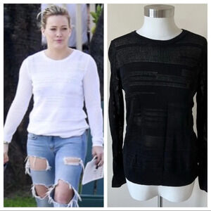 Vince mesh inset crewneck sweater black 5494